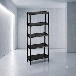 Estante Plástico Preta 5 Prateleiras Nápoles Organizador Livros Ferramentas Modular 872 Medidas 136cm x 55cm x 25 cm