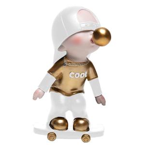 Figura Decorativa Skate Boy Wolff 9,5cm x 17,5cm Poliresina