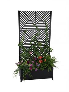 Floreira com Treliça Decorativa Metálica 1,80x40cm Preta