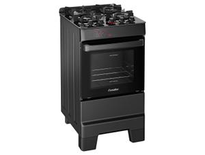 Fogão 4 Bocas Esmaltec Preto Mesa de Vidro Esmaltec Ideal Top Glass