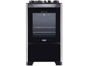 Fogão 4 Bocas Preto Mesa de Vidro Dako Magister