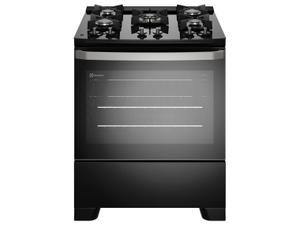Fogão 5 bocas Electrolux Preto Efficient Mesa de Vidro, PerfectCook e Grades de Ferro (FE5GB)