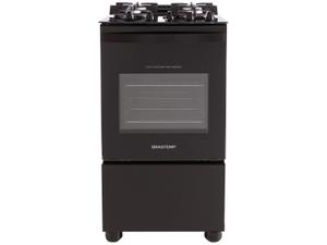 Fogão Brastemp 4 Bocas Preto com mesa de vidro e grades duplas de ferro fundido - BFO4VAE