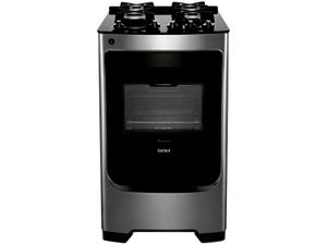 Fogão Consul 4 bocas cor Inox com mesa de vidro e grade de ferro fundido - CFO4VAR