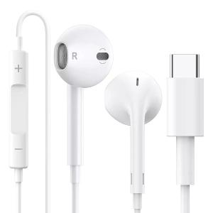 Fone de Ouvido Com Fio Tipo C Estéreo Microfone Controle USB-C