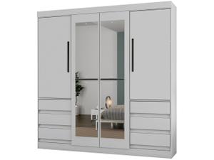 Guarda-roupa Casal com Espelho 4 Portas 6 Gavetas Araplac Atraente Sofia