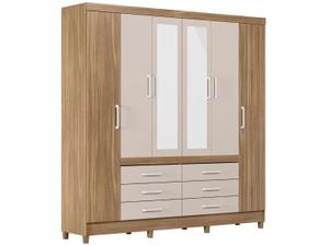 Guarda-roupa Casal com Espelho 6 Portas 6 Gavetas Demobile Paris II