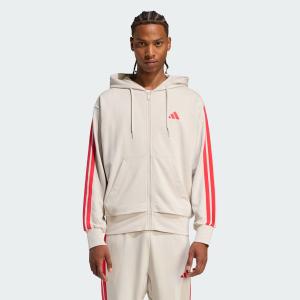 Jaqueta Adidas 3 Stripes Com Capuz Bege e Vermelha