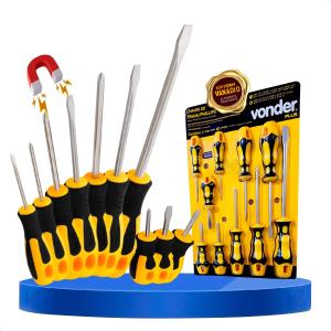 Jogo Chave Fenda Philips Magnetizada Imã Profissional 10pc Vonder Plus