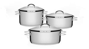Jogo de Panelas Grandes em Aço Inox com Fundo Triplo 3 Peças Solar Tramontina