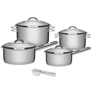 Jogo de Panelas Tramontina Solar Aço Inox Fundo Triplo Indução 4 peças + Pegador de massa