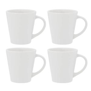 Jogo Kit 4 Canecas Xicara 250ml Chá Café Cerâmica Tulipa Drop Branca Biona