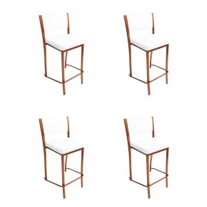 Kit 4 Banquetas EMPILHÁVEL Cobre alta assento e encosto Branco - Poltronas do Sul