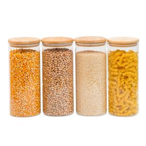 kit 4 potes de vidro 1650ml tampa de bambu herméticos - Tud