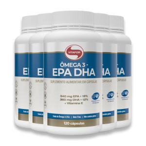 Kit 5 Ômega 3 EPA DHA Vitafor 120 Cápsulas