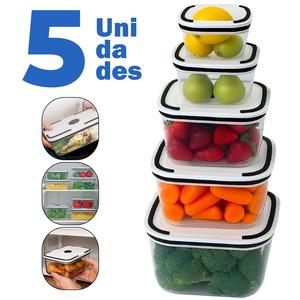 Kit 5 Potes Herméticos Transparentes Para Frezzer E Microondas Linha Premium
