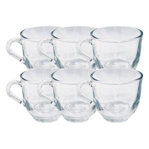 Kit 6 Xicaras Vidro Resistente 150ML Para Cha Cafe Transparente