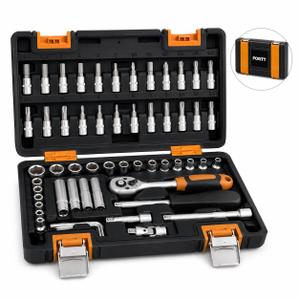 Kit Chave Catraca Fortt 57 Peças Com Maleta Aço CRV ¼ KJC001P