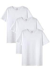 Kit com 3 Camisetas Básica Infantil Unissex Manga Curta Slim - Branco 008