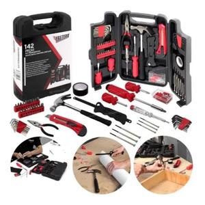 Kit Ferramentas Completo 142 Peças Maleta Chaves Martelo Soquetes Jogo Multiuso Manuais