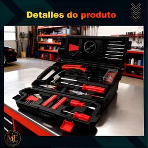 Kit Ferramentas Completo 142 Peças Maleta Jogo Multiuso Chaves Martelo Soquetes Manuais Oficina