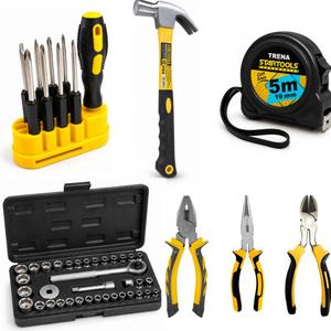 Kit Ferramentas Completo 5 Peças Martelo Catraca Alicates Chaves Phillips Trena 5m Casa
