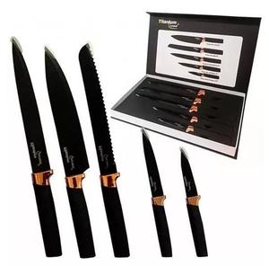 Kit Jogo de 5 Facas Premium Rose Titanium Gourmet