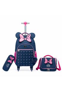 Kit Mochila Lancheira Estojo Jeans Minnie Escolar Infantil Disney