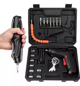 Kit Parafusadeira Elétrica Portátil Chaves Fenda + Maleta