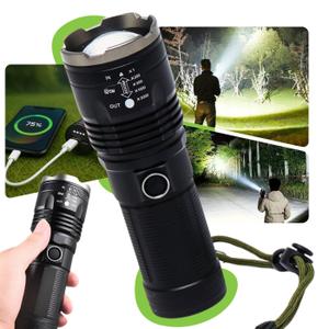 Lanterna Tática Militar 2 km Mais Forte Do Mundo Led Potente Caça Camping Com Power Bank