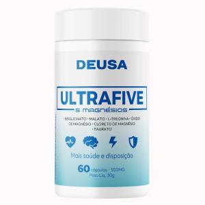 Magnésio 5 Mag Ultra Five Concentrado com Bisglicinato, malato, Ltreonina, óxido, cloreto, taurato, 60 Cápsulas