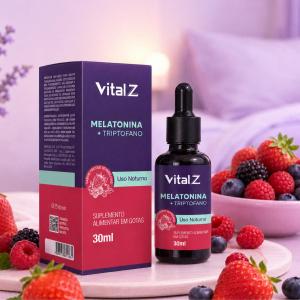 Melatonina e Triptofano em Gotas Sublingual 30ml  Sabor Frutas Vermelhas