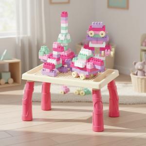 Mesa De Blocos Mesinha Atividades Infantil Didática 100 peças Montar