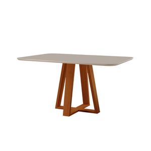 Mesa de Jantar Floripa Madeira Maciça 140X80cm Tampo Retângular Vidro Móveis Minas