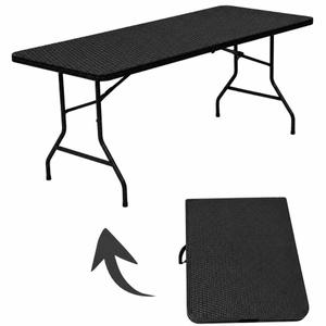 Mesa Dobrável Ratan Madeira 180  0,74  0,74 cm Vira Maleta ZELT
