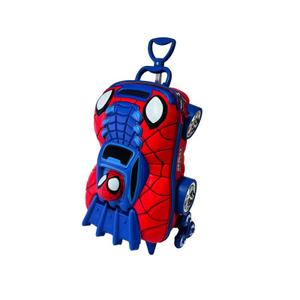 Mochila Escolar de Rodinhas Homem-Aranha Spidey Peter Carro 3D Maxtoy