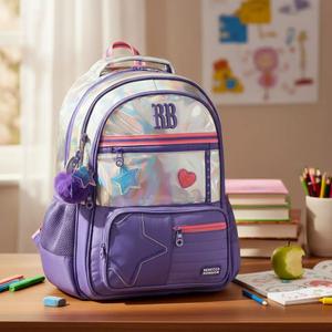 Mochila Escolar Rebecca Bonbon Holográfica Brilhante Menina 19L Clio 2026