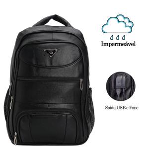 Mochila Masculina Couro Reforçada Notebook Impermeável Executiva com USB