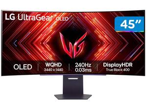 Monitor Gamer LG UltraGear OLED Curvo  Tela OLED 45”, QHD, HDR400 Trueblack, 240Hz, 0,03ms (GtG), NVIDIA G-SYNC