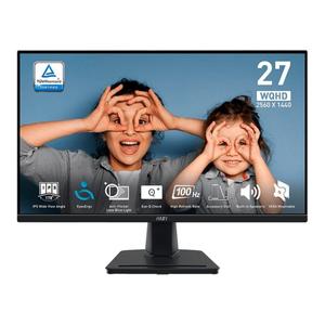 Monitor Office MSI PRO 27", QHD, 100Hz, 1ms, IPS, HDMI e DP, Som Integrado, Preto - MP275Q
