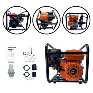 Motobomba a Gasolina Centrífuga 2 Polegadas para Irrigação Aspersores 212cc 7HP 30.000 Litros por Hora Carbon Fak