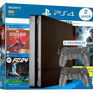 P S 4 Console com armazenamento interno 2 Controles e 2 Jogos resolução HDR