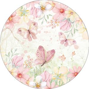 Painel De Festa Redondo 1,50x1,50 - Jardim de Borboletas E Flor 034