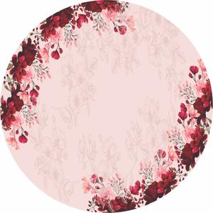 Painel De Lona Redondo Flores Marsala Fundo Rosa