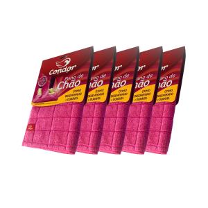 Pano de Chão Microfibra Grande 70x50cm Rosa Kit C/ 5 Panos