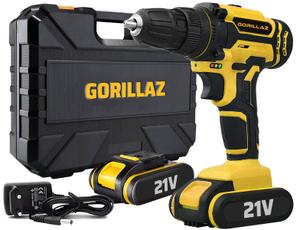 Parafusadeira E Furadeira Sem Fio 2 Bateria 21v Bivolt 3/8 10mm Com Maleta Grz-21pb Gorillaz