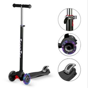 Patinete Infantil 4 Rodas com Luz de LED Altura Regulável Dobrável Resistente Até 60kg Crianças Adolescentes Menino e Menina