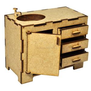 Pia Banheiro para Casa de Boneca 13x11,5x7,5 Laser Mdf Madeira Cru