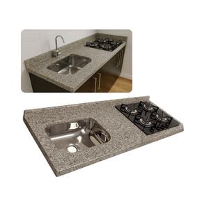 Pia Cozinha Granito Corumba 150cm C/Cuba Inox Parte Cooktop
