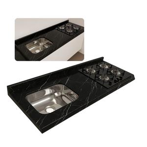 Pia de Granito Preto Via Lactea 150cm Parte Cooktop e Cuba